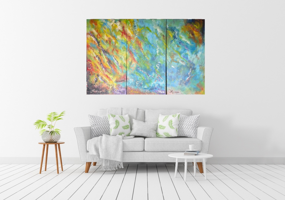 Blue Energy, acrylic on canvas, 36X54inch, 91.5x137.5 cm,  SKU 1031 