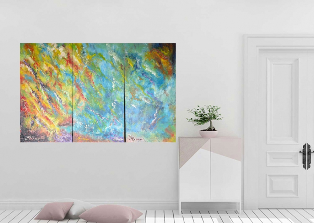 Blue Energy, acrylic on canvas, 36X54inch, 91.5x137.5 cm,  SKU 1031 