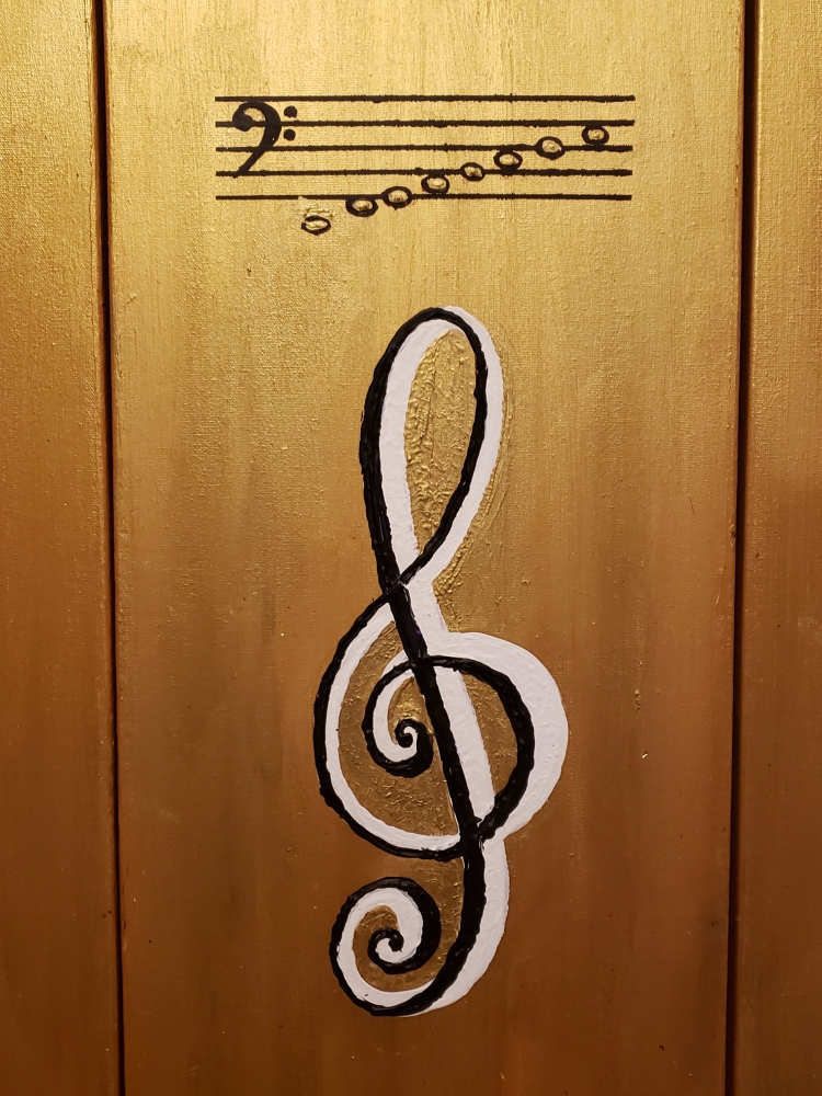 The King Symbols of music, with gold leafs 24 K, 36x36x1.5 inch, 91.5x91.5x4 cm, SKU 1035