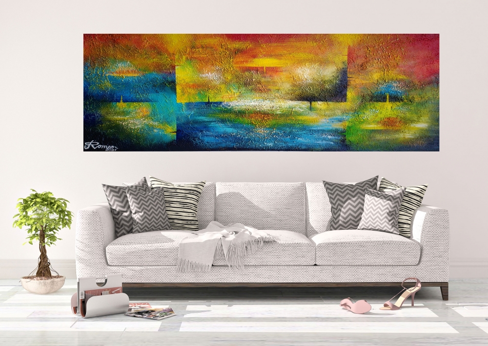 Day, night and Four Seasons Vivaldi, Acrylic on canvas, 24x72 inch, SKU 1062 