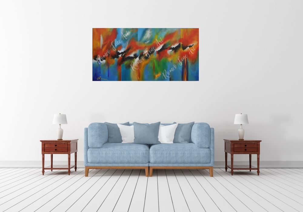 Diem red, Carpe Diem, Size of day ... Acrylic on canvas, 24x48 inch, SKU 1095