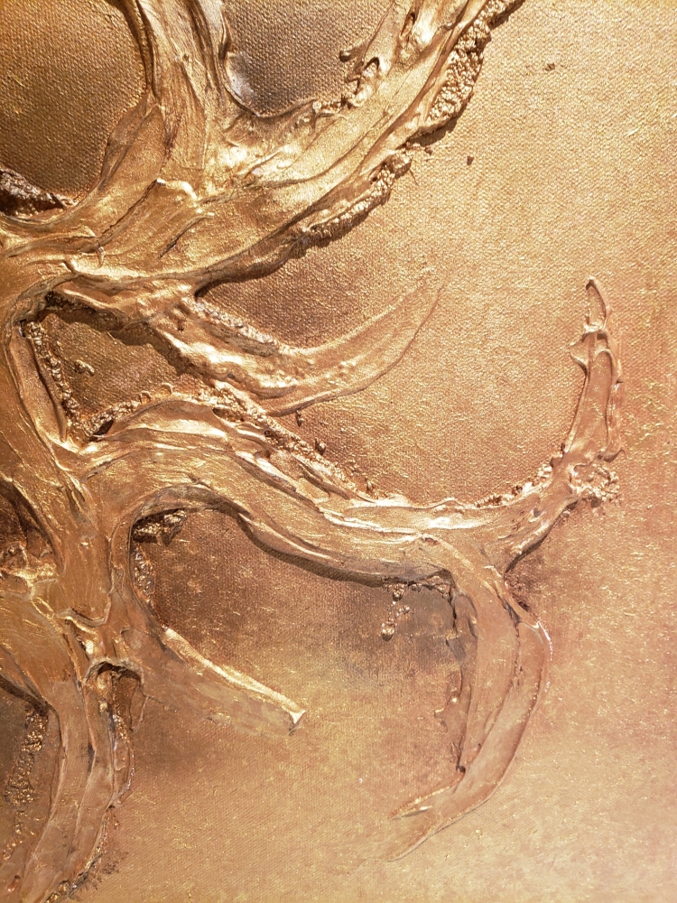 Gold and silver, acrylic-sculpture on canvas, 20x40 inch, 50.5X101.5 cm, SKU 1104 