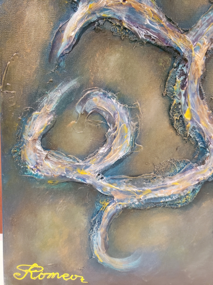 Gold and silver, acrylic-sculpture on canvas, 20x40 inch, 50.5X101.5 cm, SKU 1104 