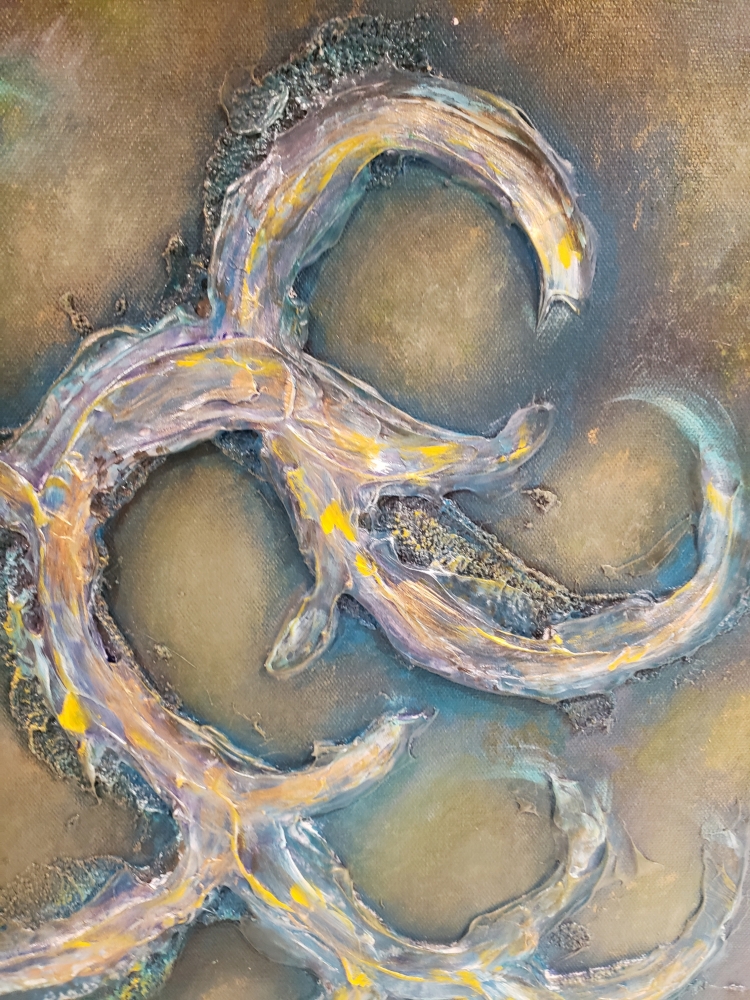 Gold and silver, acrylic-sculpture on canvas, 20x40 inch, 50.5X101.5 cm, SKU 1104 