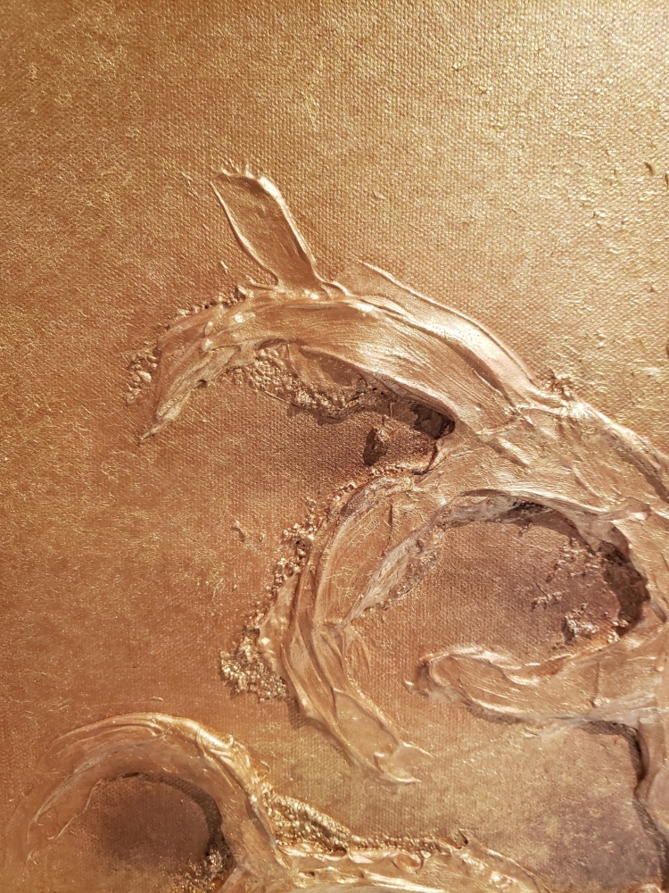 Gold and silver, acrylic-sculpture on canvas, 20x40 inch, 50.5X101.5 cm, SKU 1104 