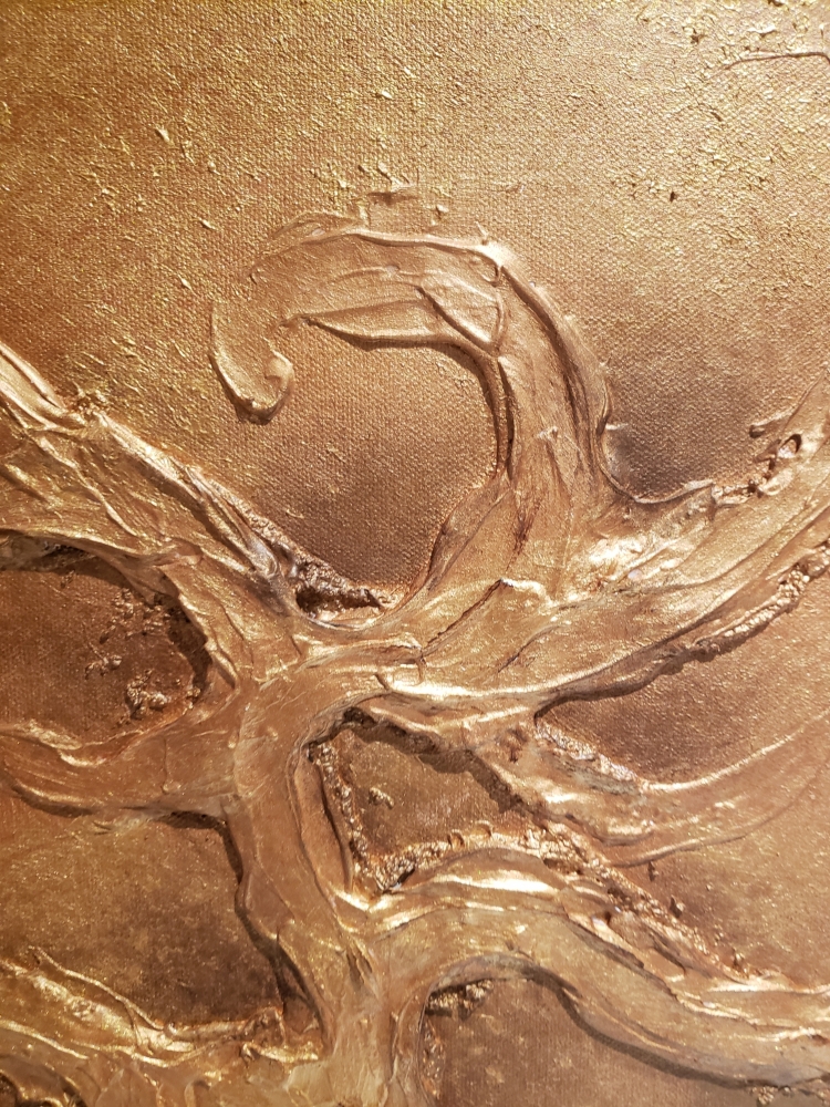 Gold and silver, acrylic-sculpture on canvas, 20x40 inch, 50.5X101.5 cm, SKU 1104 