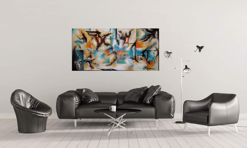 Galaxy's refraction, acrylic on canvas, 24x48 inch, SKU 1122 