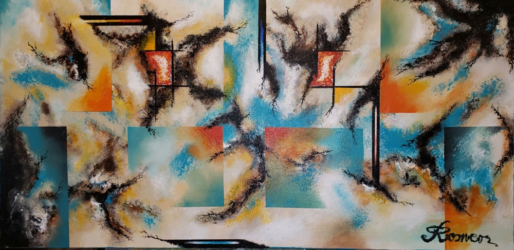 Galaxy's refraction, acrylic on canvas, 24x48 inch, SKU 1122 