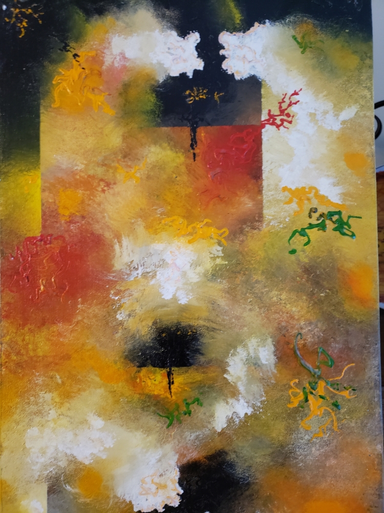 Fire, hot, air, acrylic on canvas, 12x36 inch, SKU 1132 