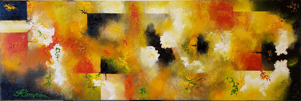 Fire, hot, air, acrylic on canvas, 12x36 inch, SKU 1132 