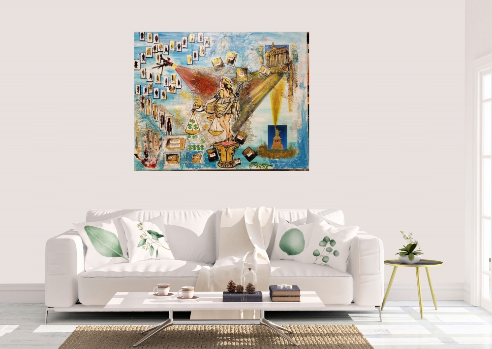 The Lady Themis, Acylic, photocollage, 24x30 inch SKU 1146 (1)