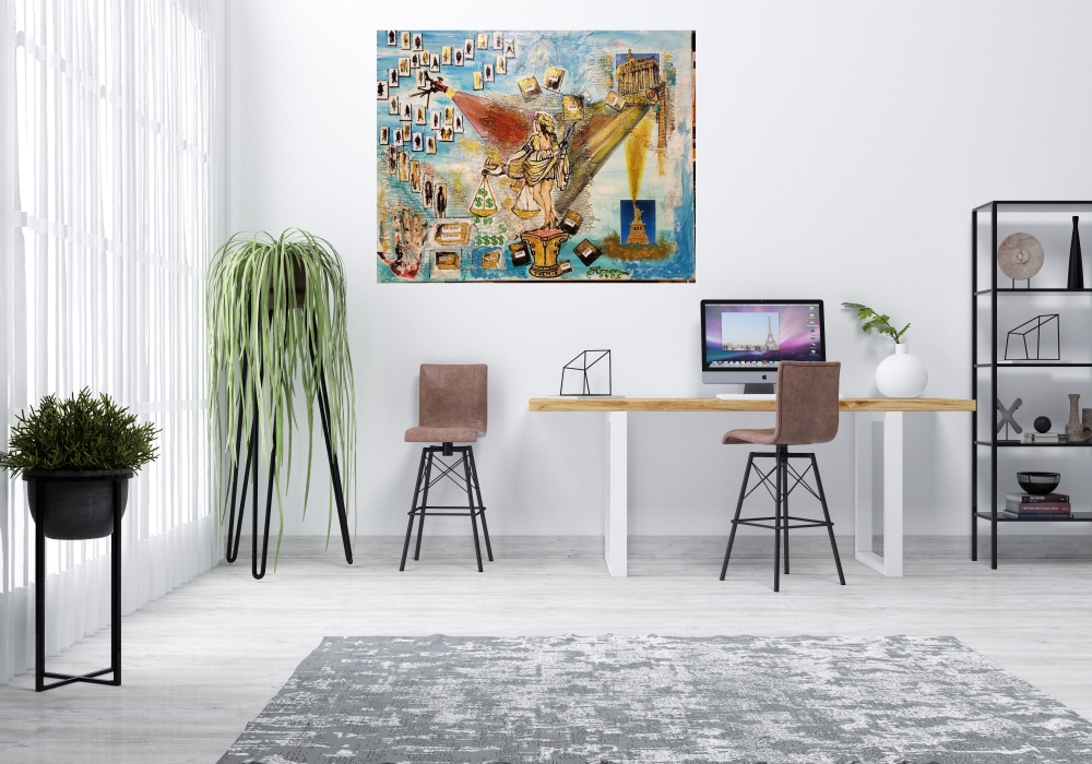 The Lady Themis, Acylic, photocollage, 24x30 inch SKU 1146 (1)