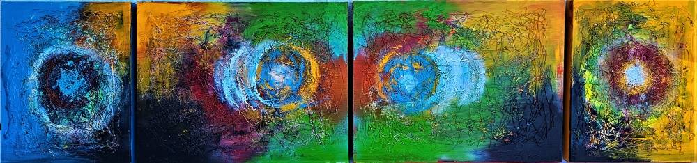 Colors in quartet composition, 16x64 inch, 40.5x162.5 cm, SKU 1155