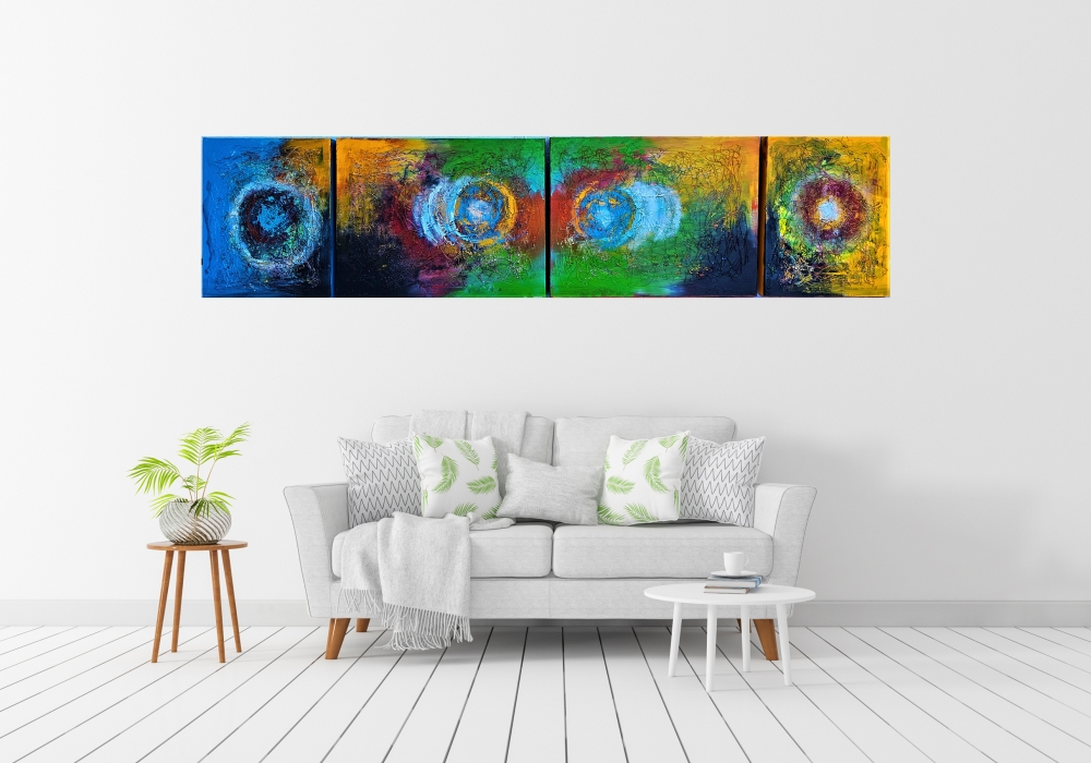 Colors in quartet composition, 16x64 inch, 40.5x162.5 cm, SKU 1155