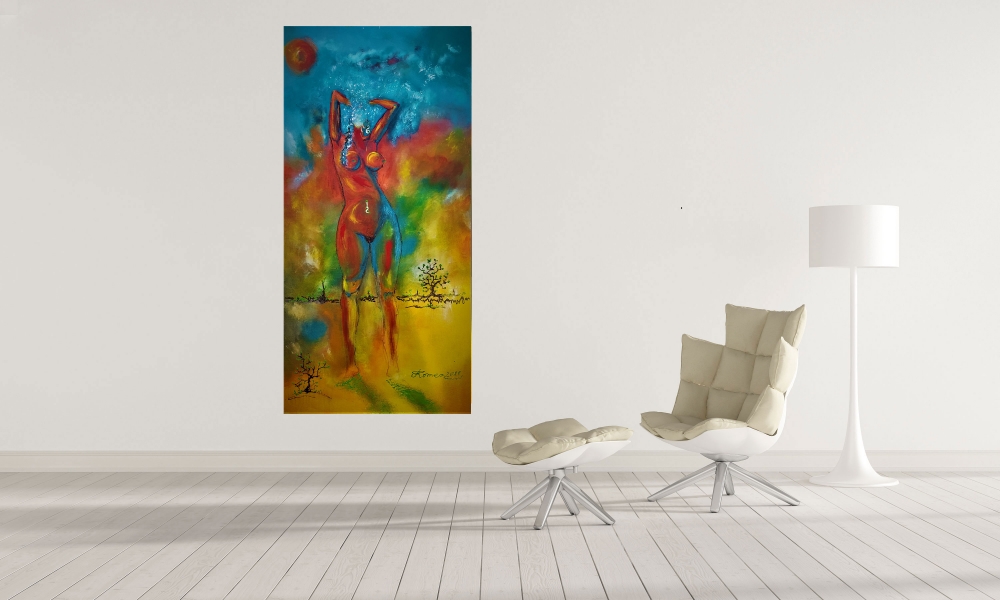 Et Dieu Crea la Femme, God created the woman, Acrylic on canvas, 20x40 inch, SKU 1175 