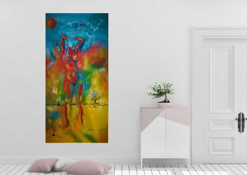 Et Dieu Crea la Femme, God created the woman, Acrylic on canvas, 20x40 inch, SKU 1175 