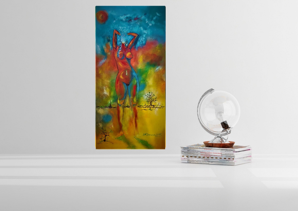 Et Dieu Crea la Femme, God created the woman, Acrylic on canvas, 20x40 inch, SKU 1175 