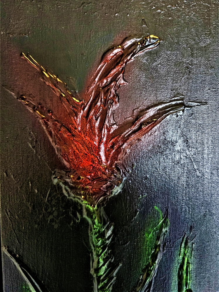 Flowers in midnight 36x36 inch, 91.5x91.5 cm, SKU 1181