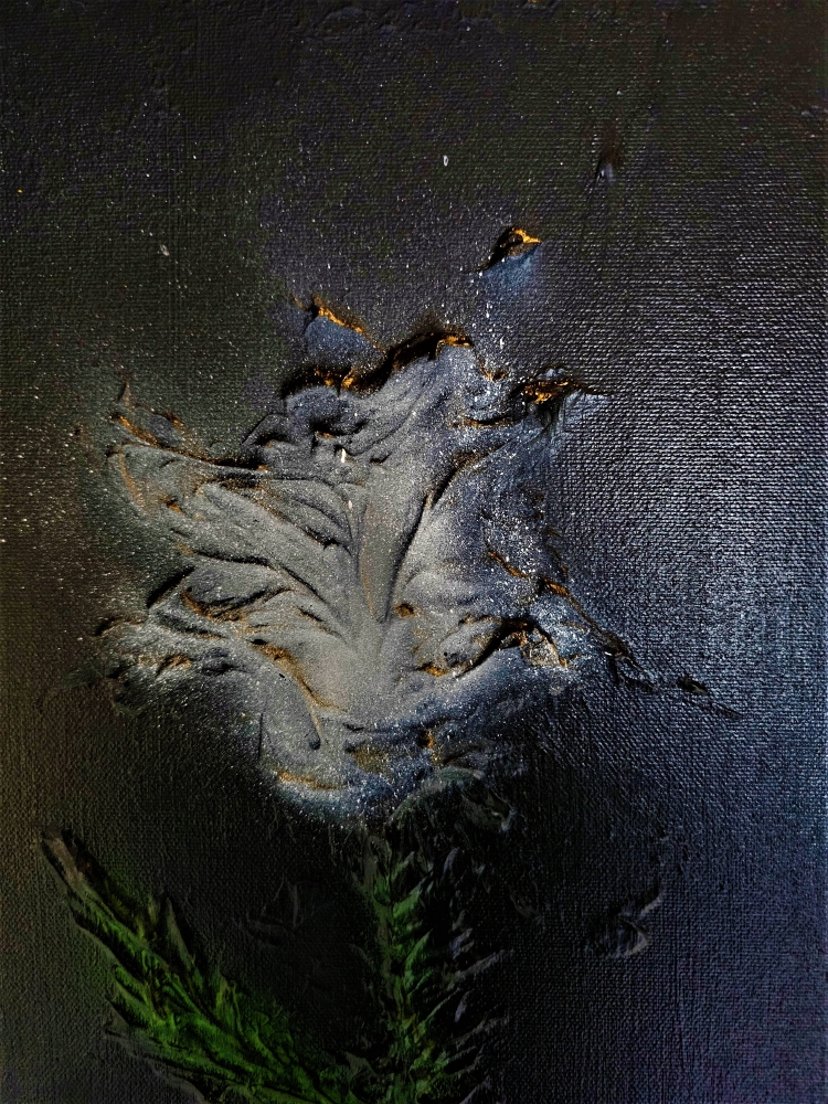 Flowers in midnight 36x36 inch, 91.5x91.5 cm, SKU 1181