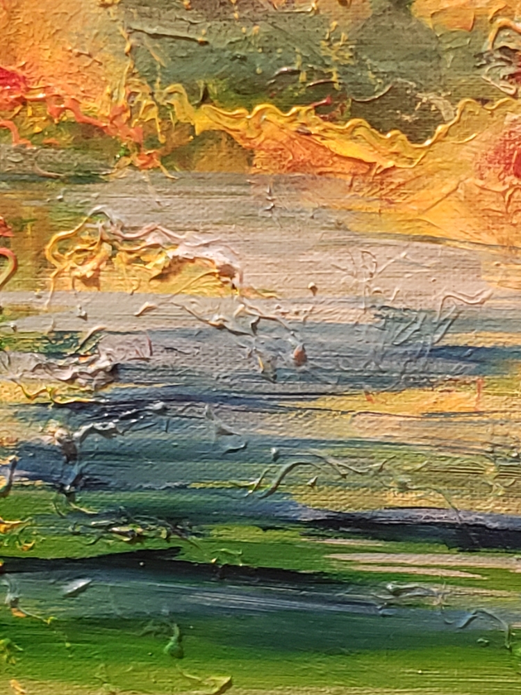 Golden autumn, mixed media, acrylic on canvas, 12x36 inch, 30.5x91.5 cm, SKU 1193 