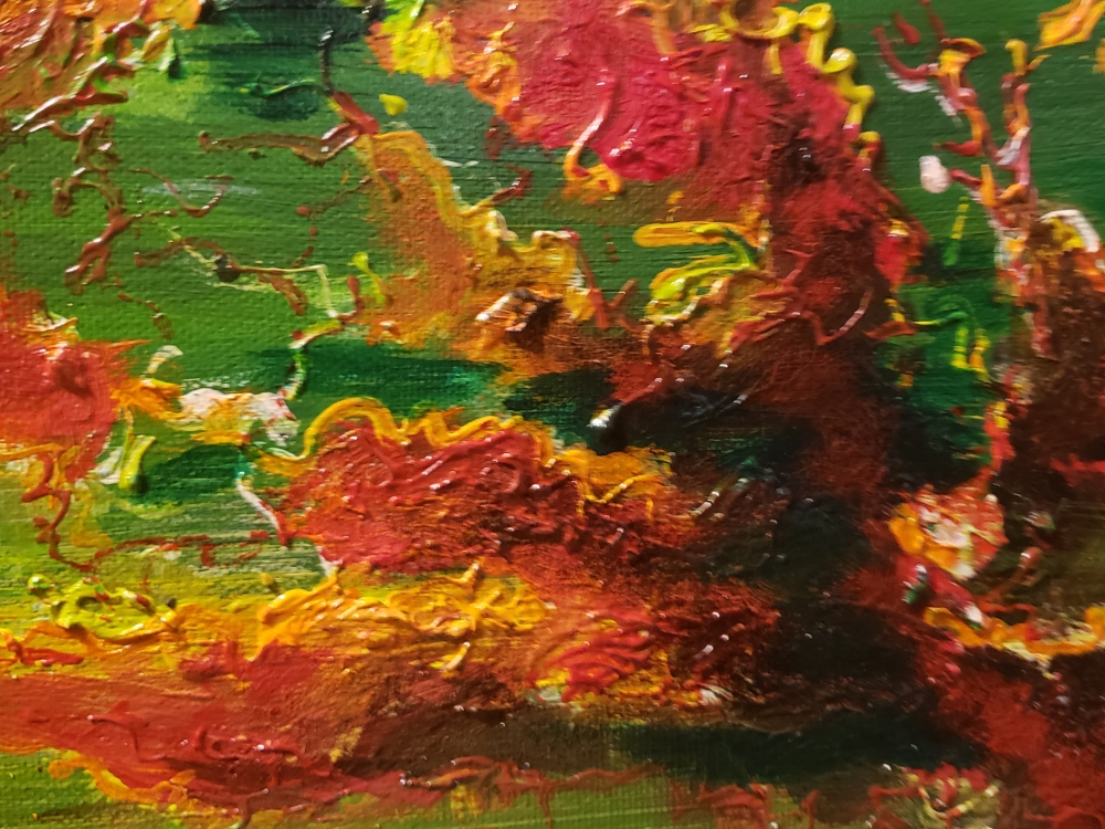 Golden autumn, mixed media, acrylic on canvas, 12x36 inch, 30.5x91.5 cm, SKU 1193 