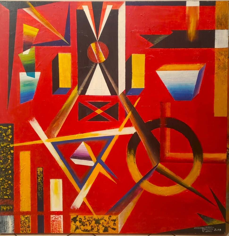 Geometry ... Cubism, Space and time, Acrylic on canvas, 48x48 inch, SKU 1195