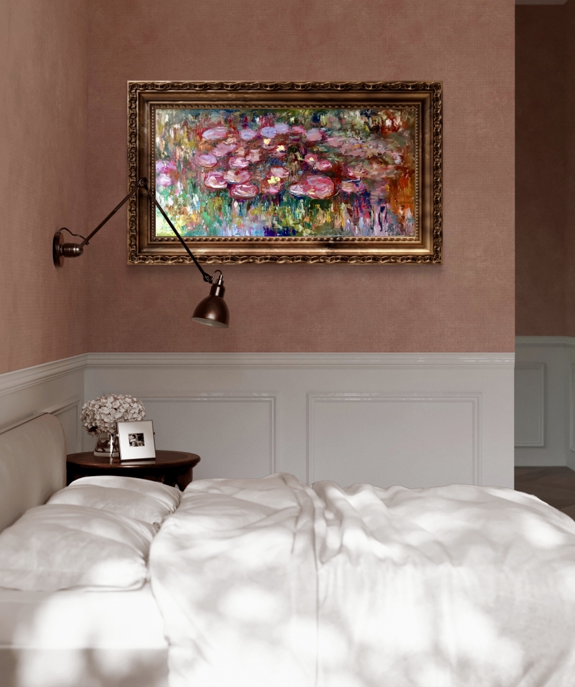 Secret of Pink Waterlilies Original Oil Painting • 40×80 cm