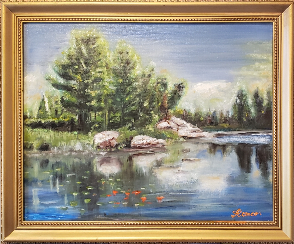 Lanscape from 1000 Islands oil on canvas, 16Hx20LX1W inch, with frame, SKU 3013 