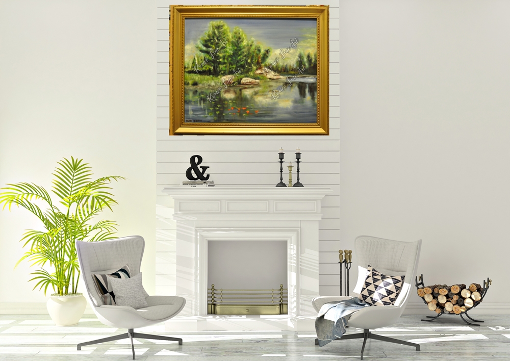 Lanscape from 1000 Islands oil on canvas, 16Hx20LX1W inch, with frame, SKU 3013 