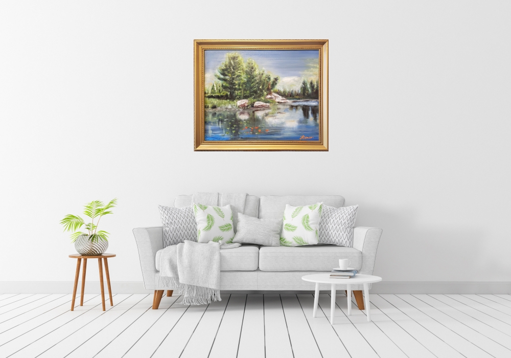 Lanscape from 1000 Islands oil on canvas, 16Hx20LX1W inch, with frame, SKU 3013 