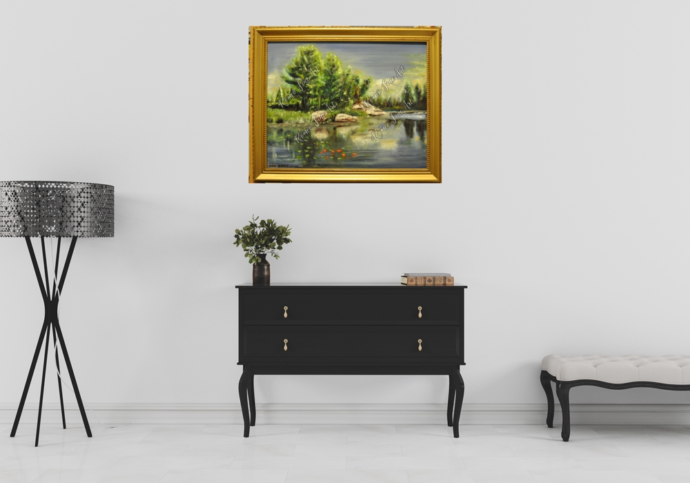 Lanscape from 1000 Islands oil on canvas, 16Hx20LX1W inch, with frame, SKU 3013 