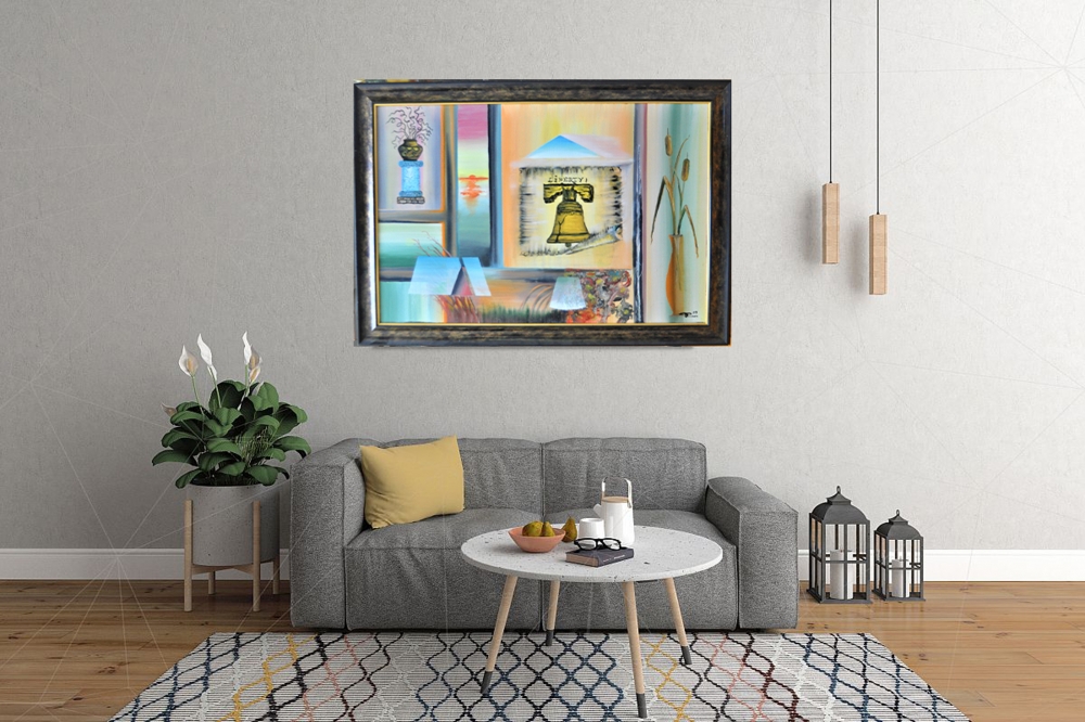 Liberty bell USA Philadelphia, USA forever, oil on canvas, 24X36 inch, with frame SKU 3014 