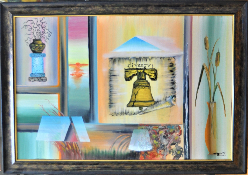 Liberty bell USA Philadelphia, USA forever, oil on canvas, 24X36 inch, with frame SKU 3014 