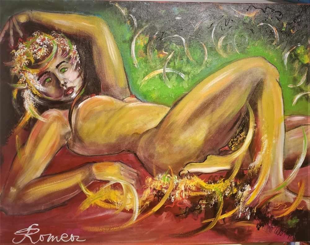 Portrait woman nud, oil on canvas, 24Hx30LX1W inch, SKU 3025 