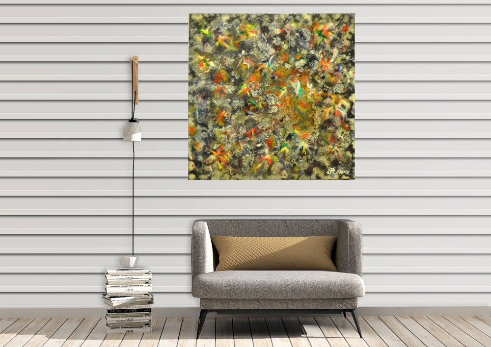 Galaxy, night, oil on canvas, no frame, 24x24 inch, SKU 3033