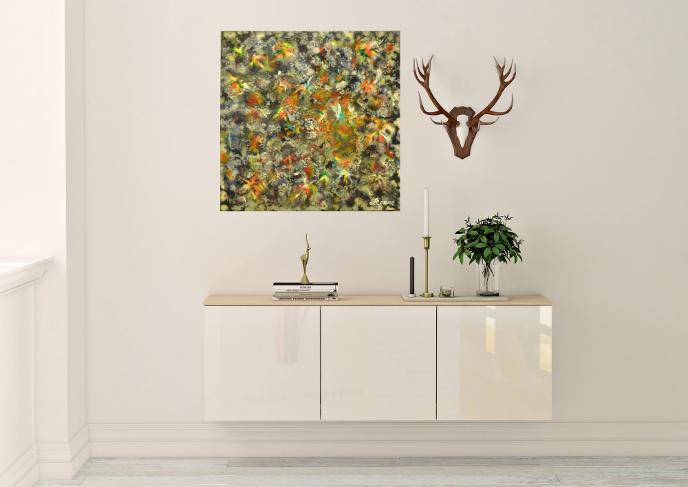 Galaxy, night, oil on canvas, no frame, 24x24 inch, SKU 3033