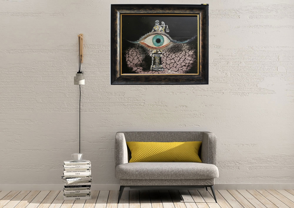 The Lady Bitch Themis  of Justice, oil on canvas, 14X18X1 inch, SKU 3039 