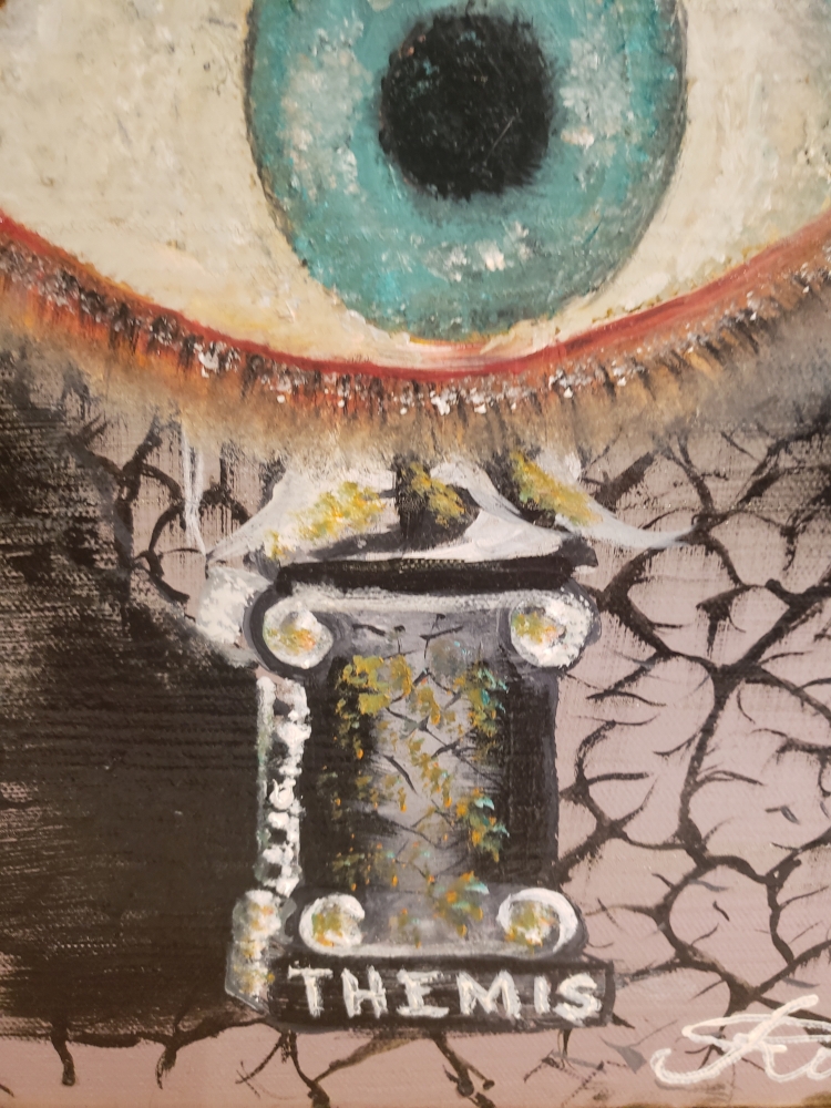 The Lady Bitch Themis  of Justice, oil on canvas, 14X18X1 inch, SKU 3039 