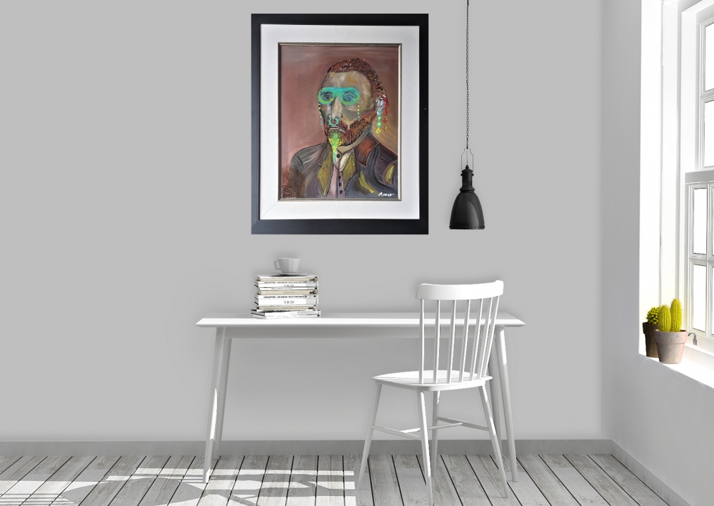 Van Gogh, oil on canvas, with frame, 14x18X1 inch, SKU 3044 