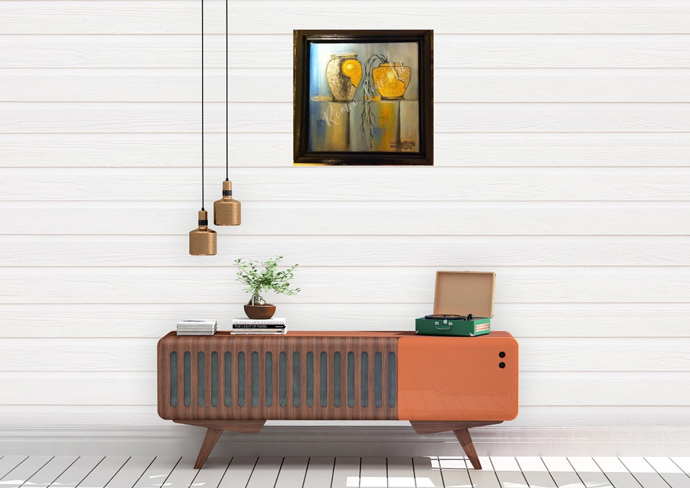 Gold and silver, oil on canvas, 8x8 inch, SKU 3046 (1)