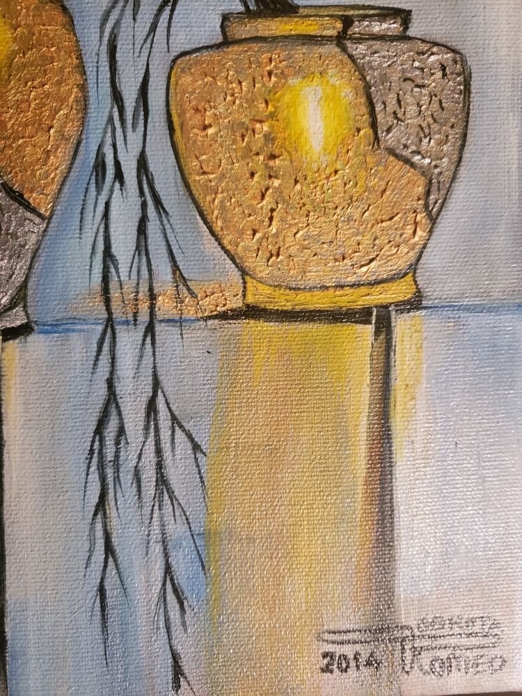 Gold and silver, oil on canvas, 8x8 inch, SKU 3046 (1)