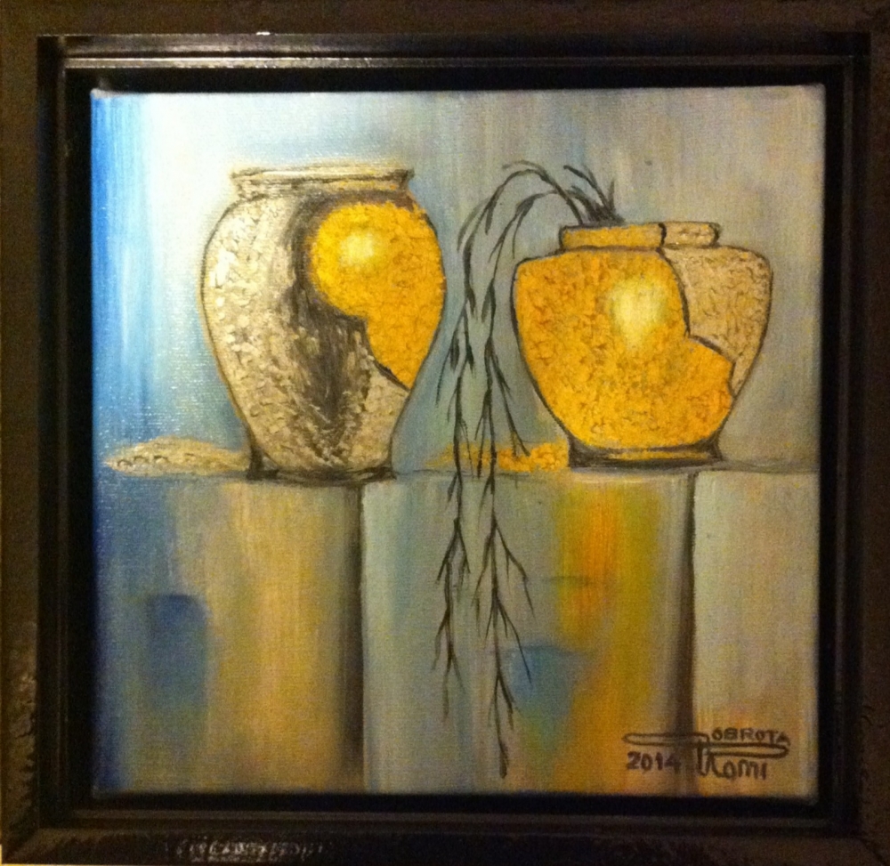 Gold and silver, oil on canvas, 8x8 inch, SKU 3046 (1)