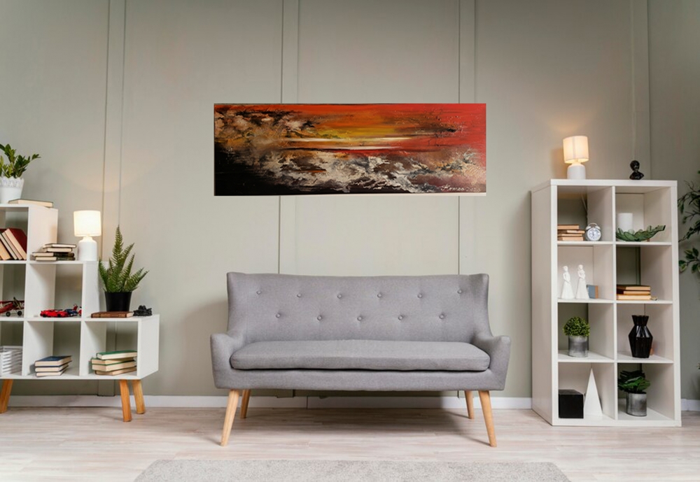 Heaven and Hell, oil on canvas, 12X36 inch, 31x91.5 cm, SKU 3056