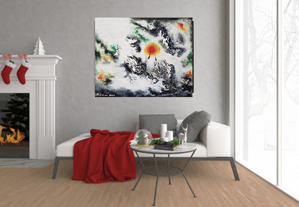 Phoenix reborn from ash, oil on canvas, 24x30 inch, SKU 3058 