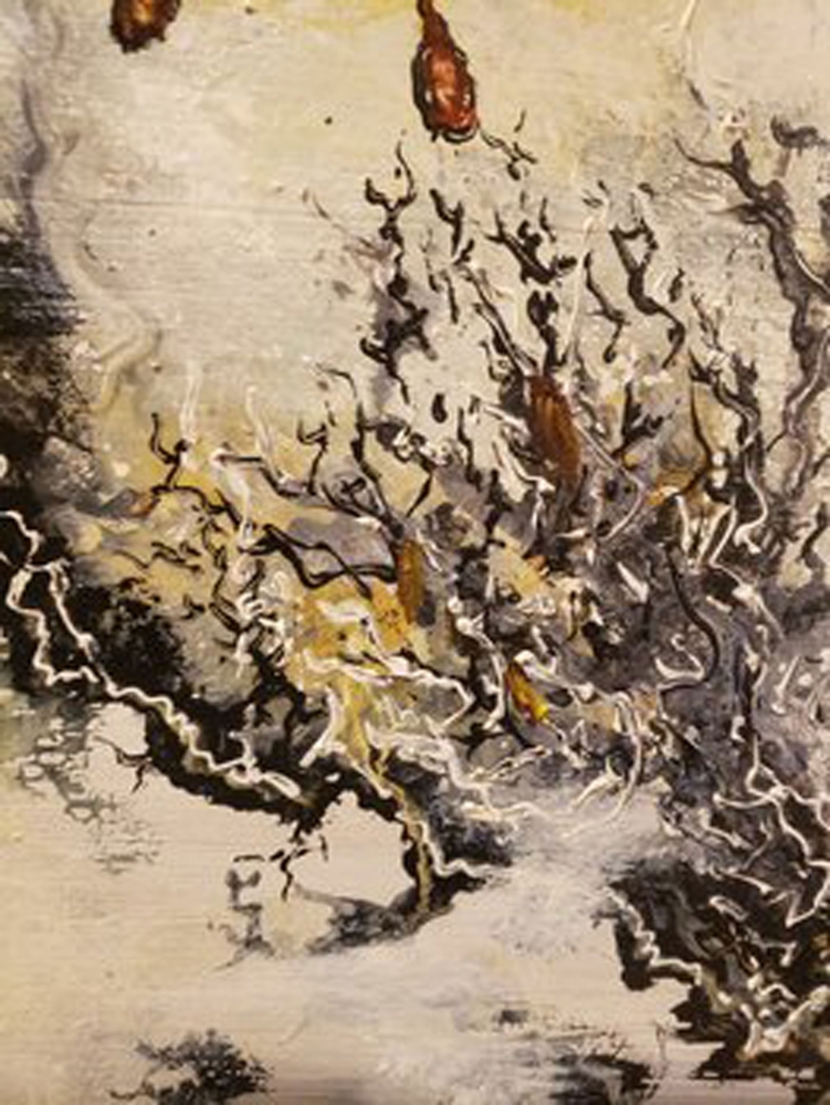 Phoenix reborn from ash, oil on canvas, 24x30 inch, SKU 3058 