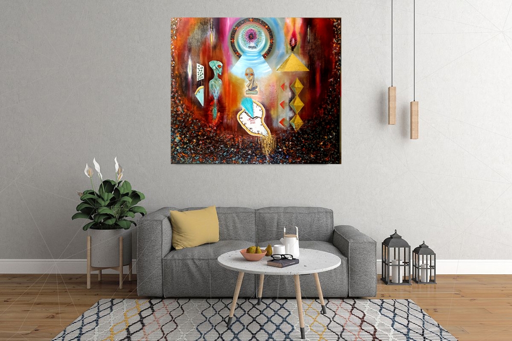 Stars Gate in Universe, Oil on canvas, 60x72 inch, 152.5x183 cm, SKU 3079