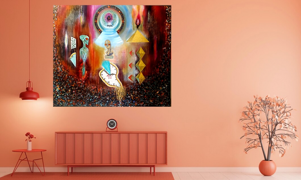 Stars Gate in Universe, Oil on canvas, 60x72 inch, 152.5x183 cm, SKU 3079