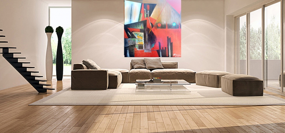 Mythical Birds Phoenix, oil on canvas, 48x48 inch, 122x122 cm, SKU 3080