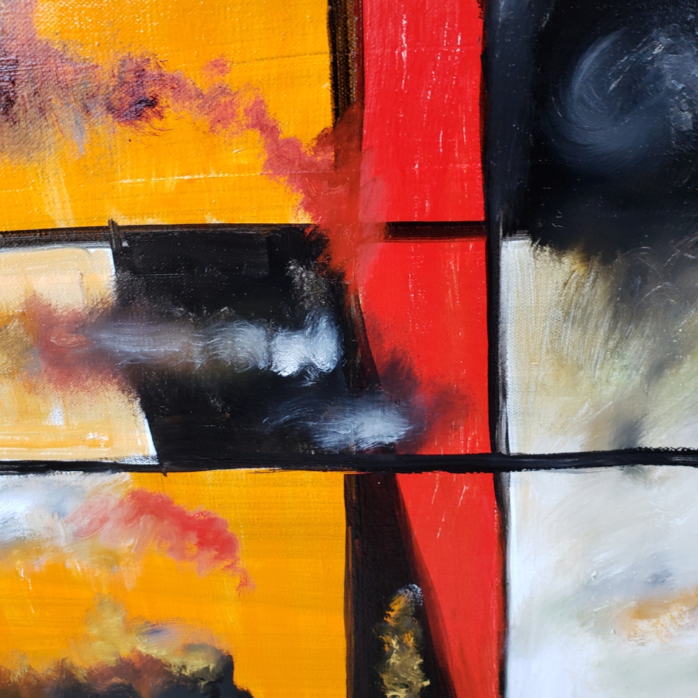 Interference with abstract, oil on canvas, 30x40 inch, 76x101.5 cm