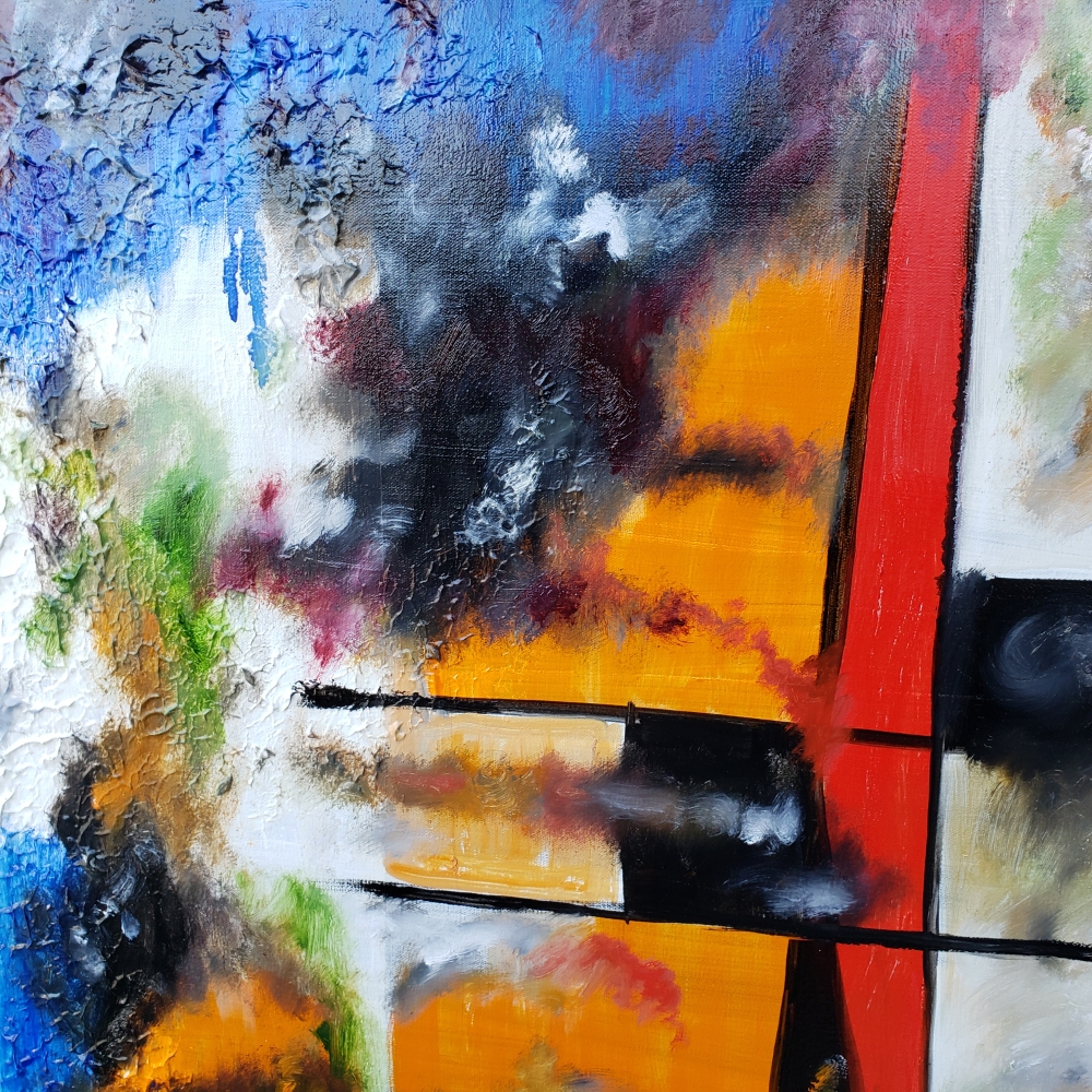 Interference with abstract, oil on canvas, 30x40 inch, 76x101.5 cm